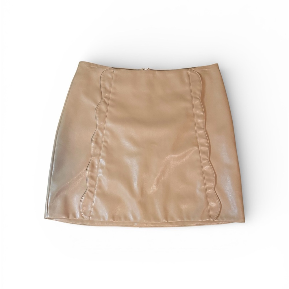 Bishop + Young Tan Vegan Faux Leather Mini Skirt